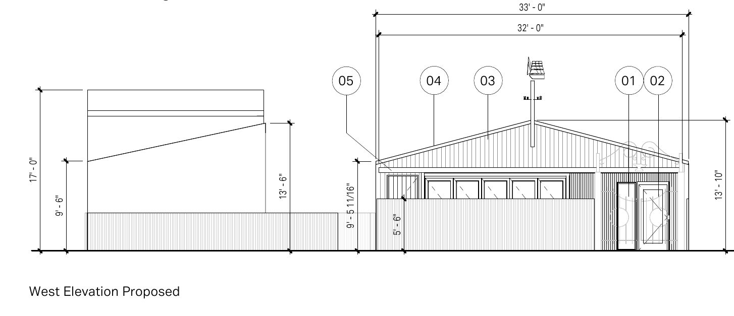 Proposed west elevation drawing