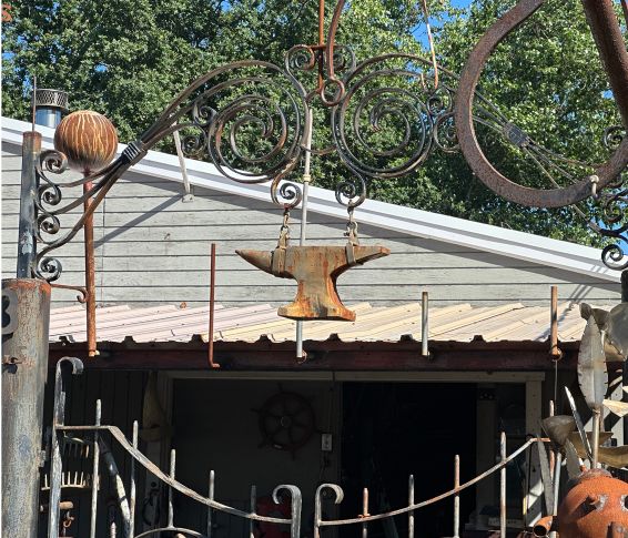 The anvil mounted on the roofline